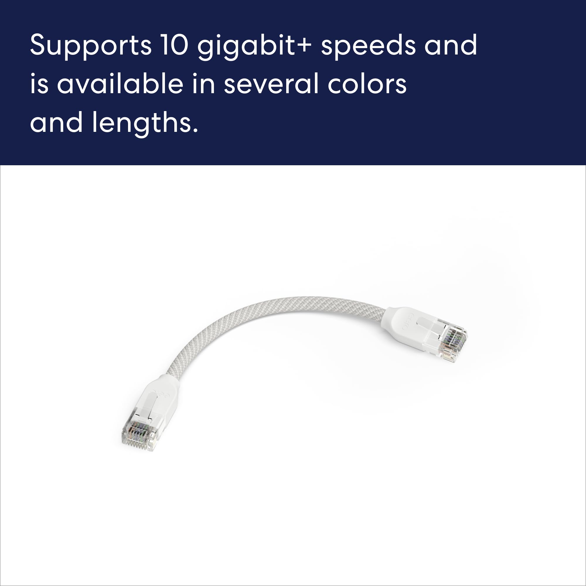 Amazon eero CAT6a Ethernet cable - Supports 10 gigabit+ speeds, 6 inch, 1-pack, Arctic White